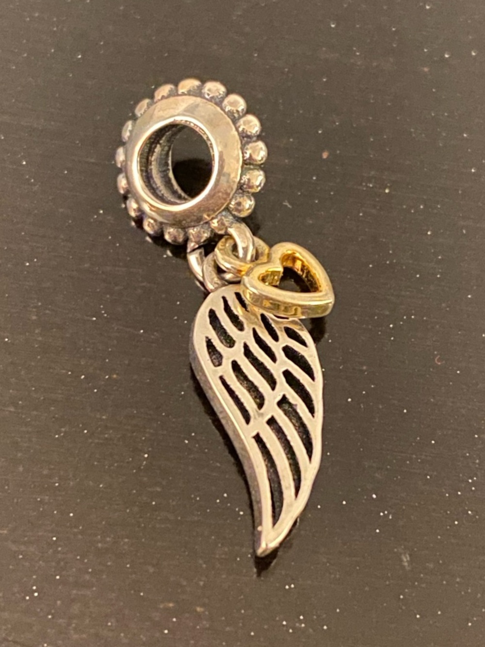 Pandora Love & Guidance Angel’s Wing Dangle Charm 925 Sterling Silver 14k Gold - Picture 5 of 5